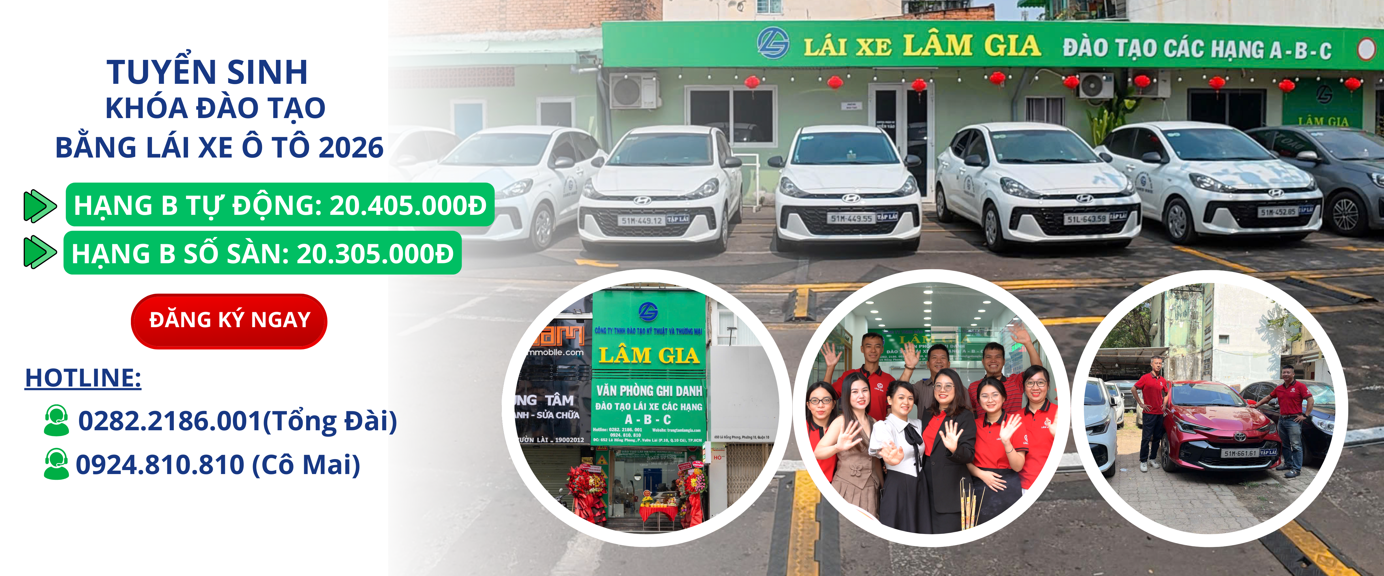 trường dạy lái ô tô lâm gia học phí 20.305.000đ