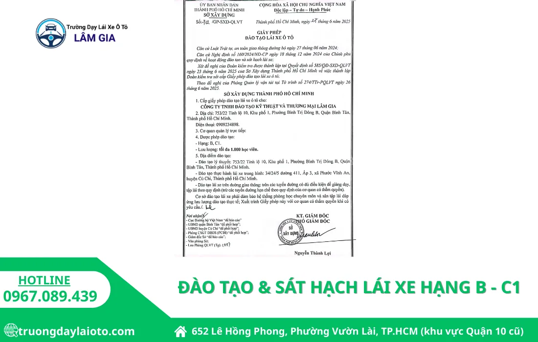 HỌC BẰNG LÁI XE TẢI C1 chứng nhận tuyển sinh đào tạo và sát hạch các hạng bằng B - C1
