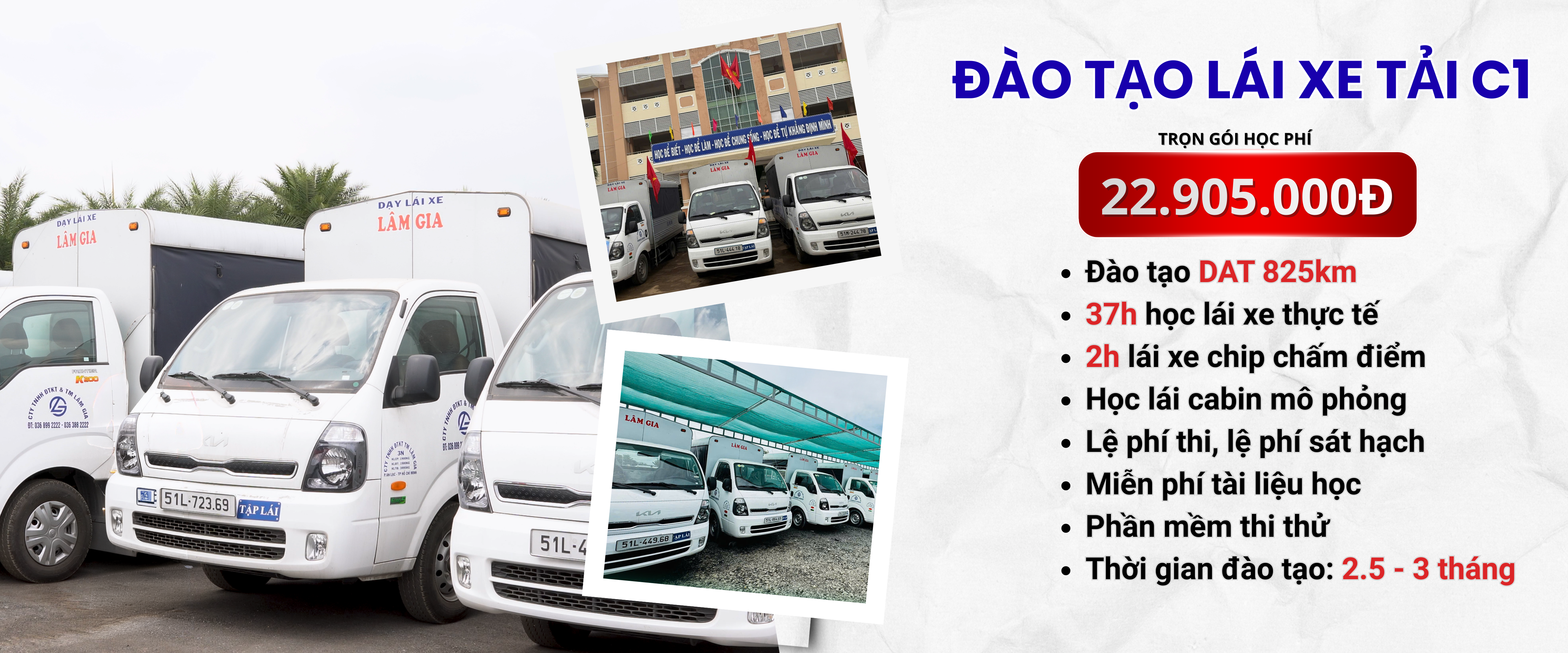 trường dạy lái xe tải lâm gia khóa đào tạo lái xe tải c1 học phí 22.905.000đ