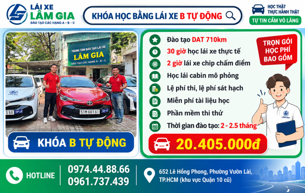ĐĂNG KÝ HỌC BẰNG LÁI XE B1 SỐ TỰ ĐỘNG