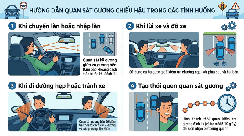 Cách quan sát gương khi lái xe ô tô