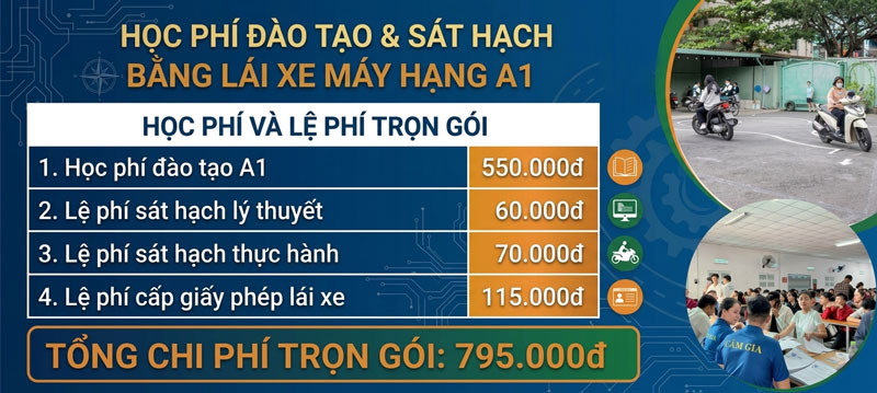 Học phí học bằng lái xe A1
