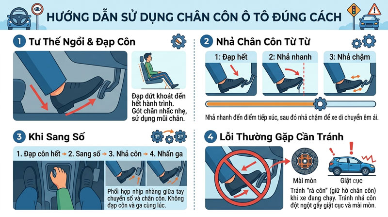 Sử dụng chân côn ô tô