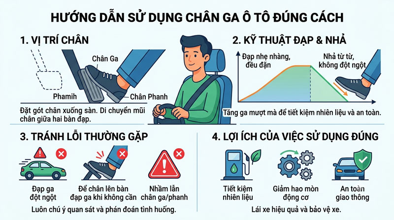sử dụng chân ga ô to đúng cách
